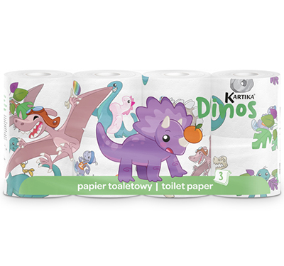 Toilet paper Kartika DINOSAURS 8 rolls 150 sheets 3 plies